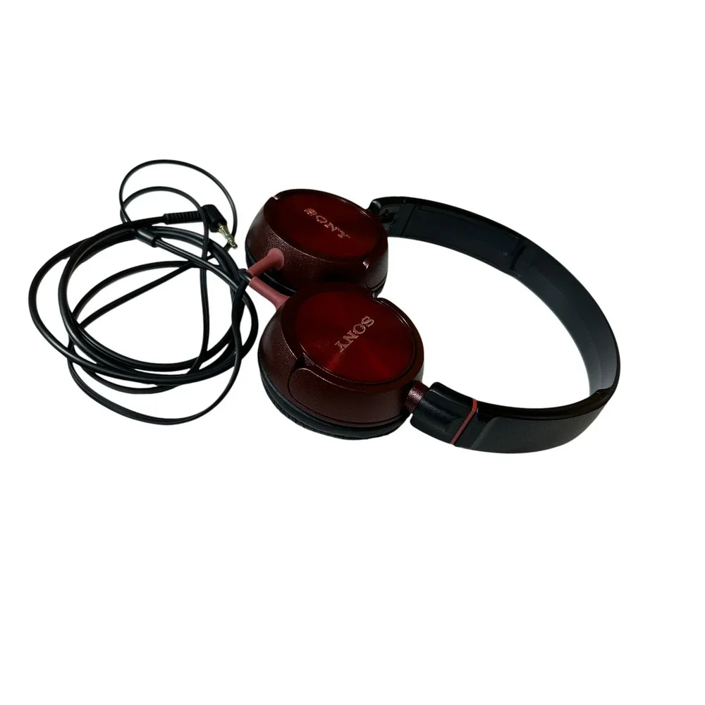 Sony MDR-ZX600 Wired On-Ear Headphones Metallic Red Black with Carrying Case